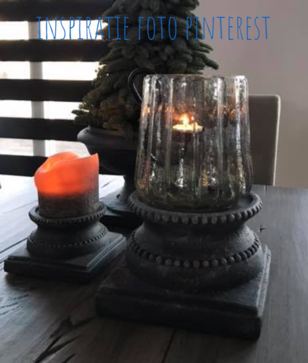 Poer-Ornament kandelaar set/2 - grijs