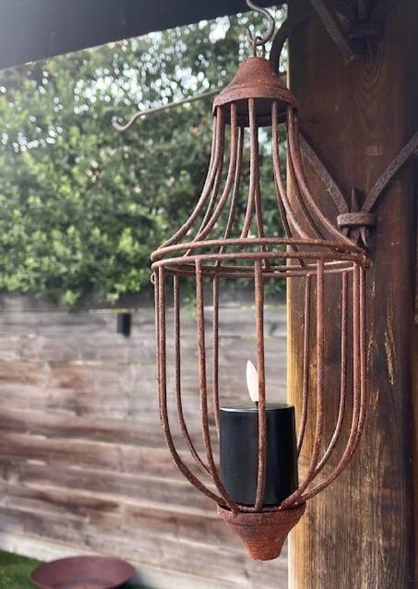 Roest hanger windlicht - Ornament druppel puntvorm - roestige hang lantaarn