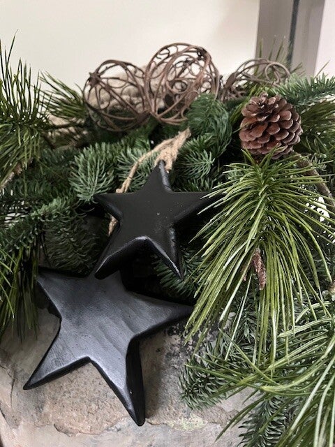 Sterren Set/2 -massief hout zwart-