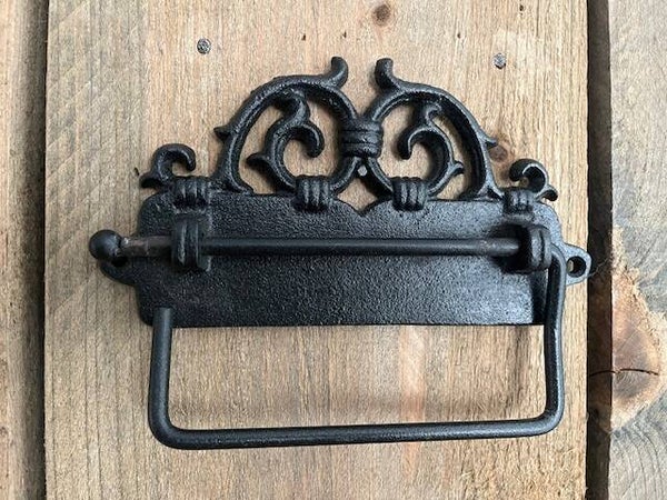 Toiletrolhouder - Krul siering - zwart gietijzer Landelijk