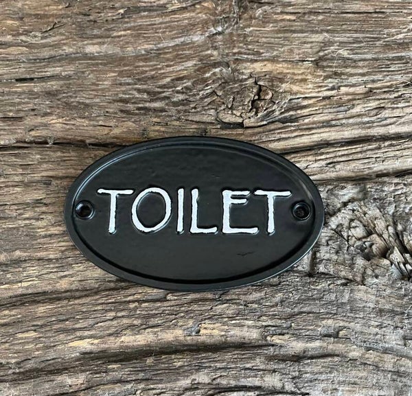 Deurbordje -Toilet - Landelijk gietijzer ovaal zwart