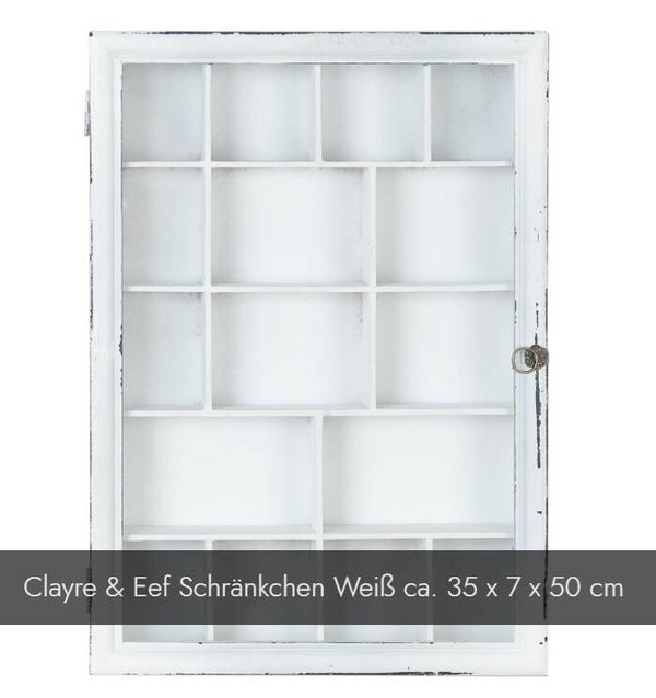Klein vakken kastje / vitrinekast van Clayre & Eef Landelijk wit
