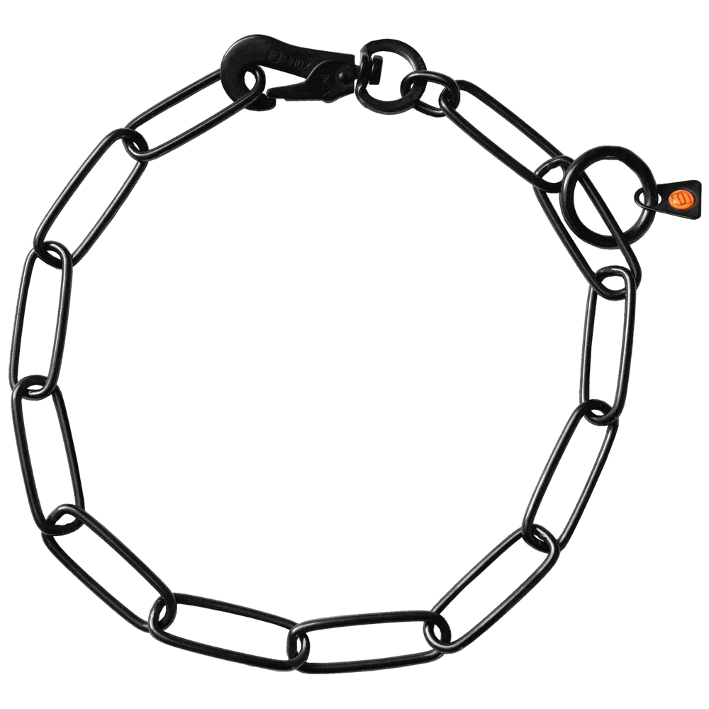 SPRENGER Halskette Edelstahl schwarz mit Karabiner langgliedrig