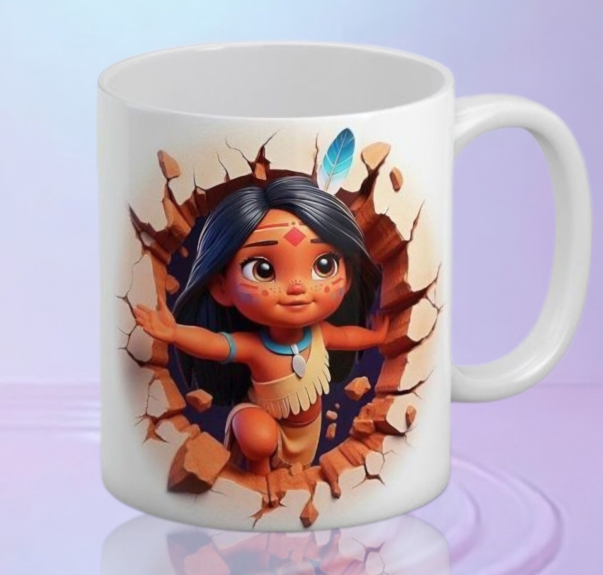 Mug Héroïne Amérindienne - Esprit de la Nature et Plume Bleue