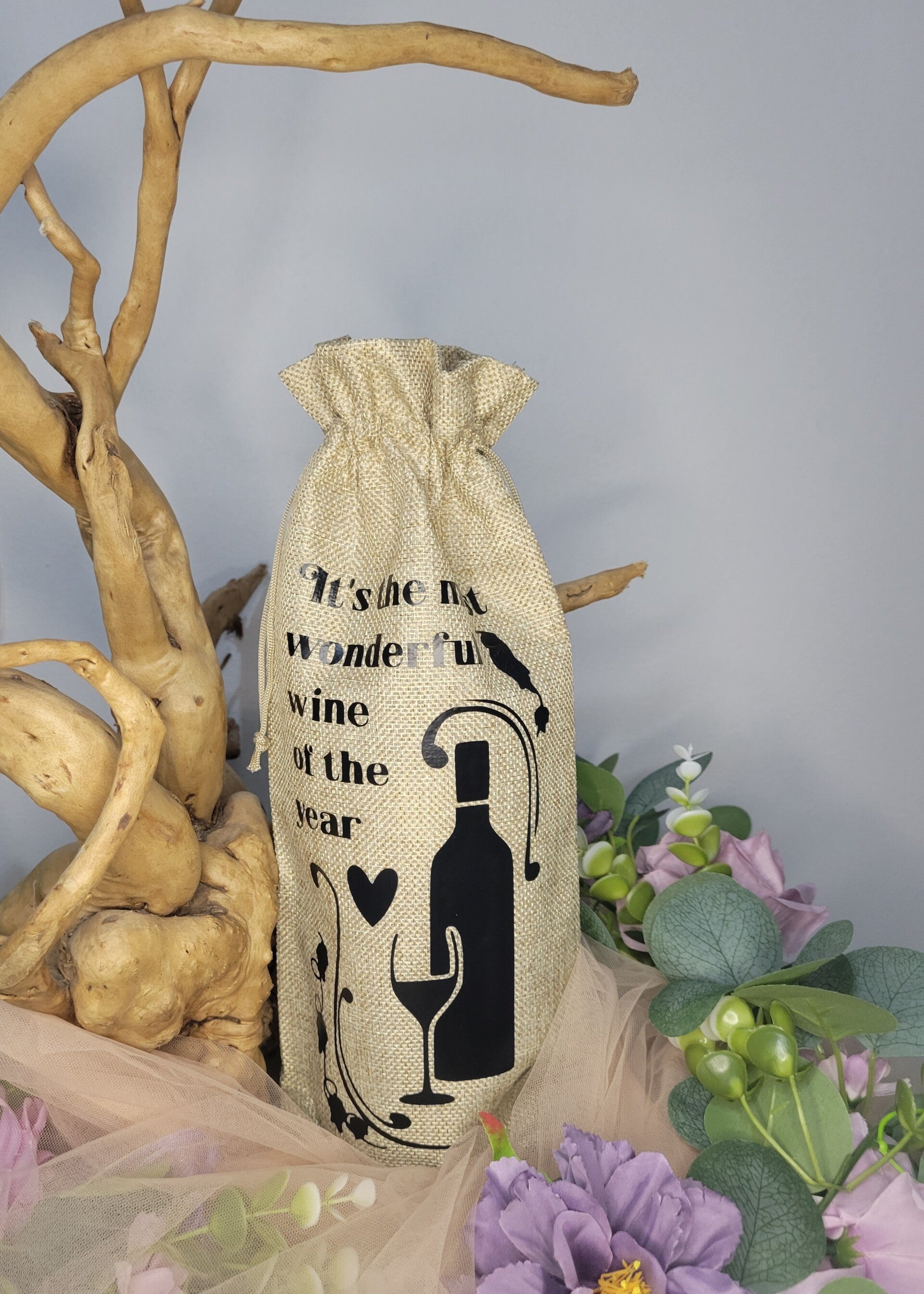 Sac à vin en jute – « Le plus beau vin de l'année » – Cadeau de Noël amusant
