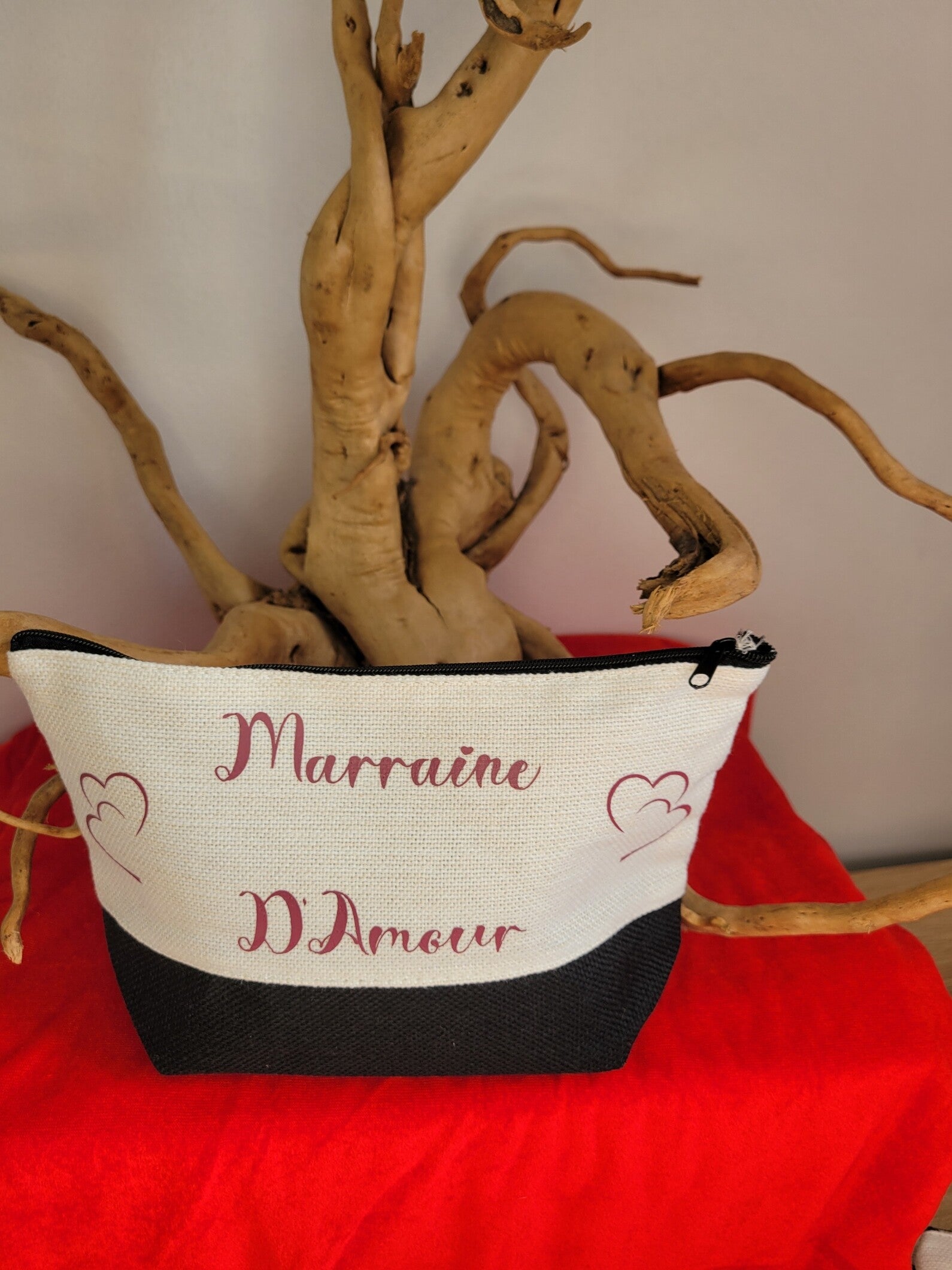 ochette "Marraine D'Amour" Bicolore - Inscription Bordeaux