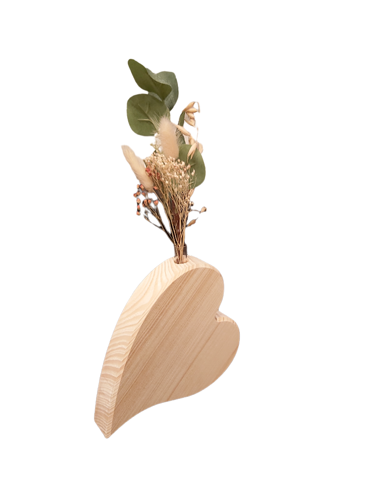 Holz Herz mit Reagenzglas