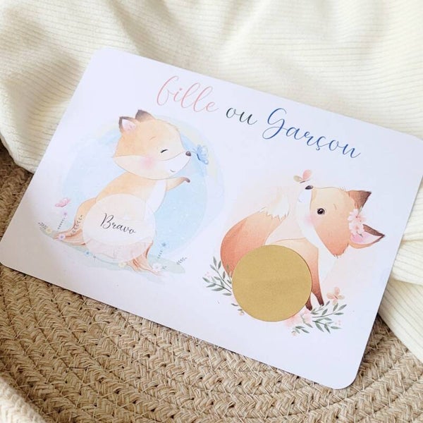 Carte à gratter pour gender reveal