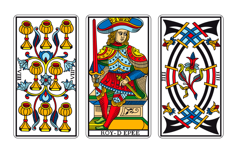 Tríada de Tarot: OCHO DE COPAS, REY DE ESPADAS Y CUATRO DE ESPADAS
