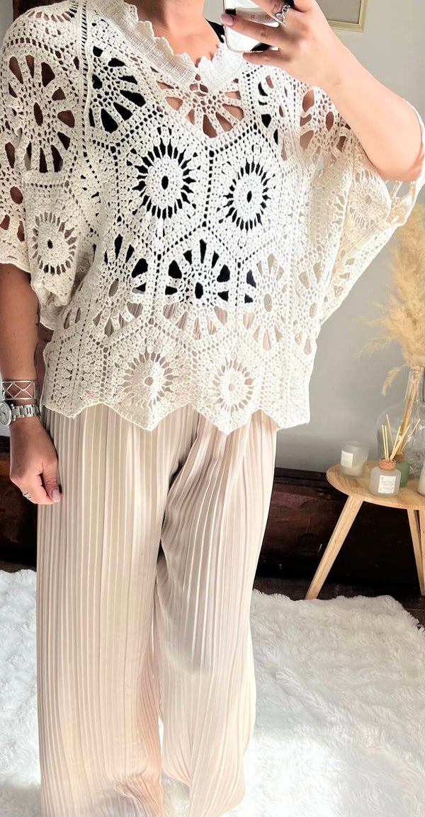 Haut hena crochet -beige