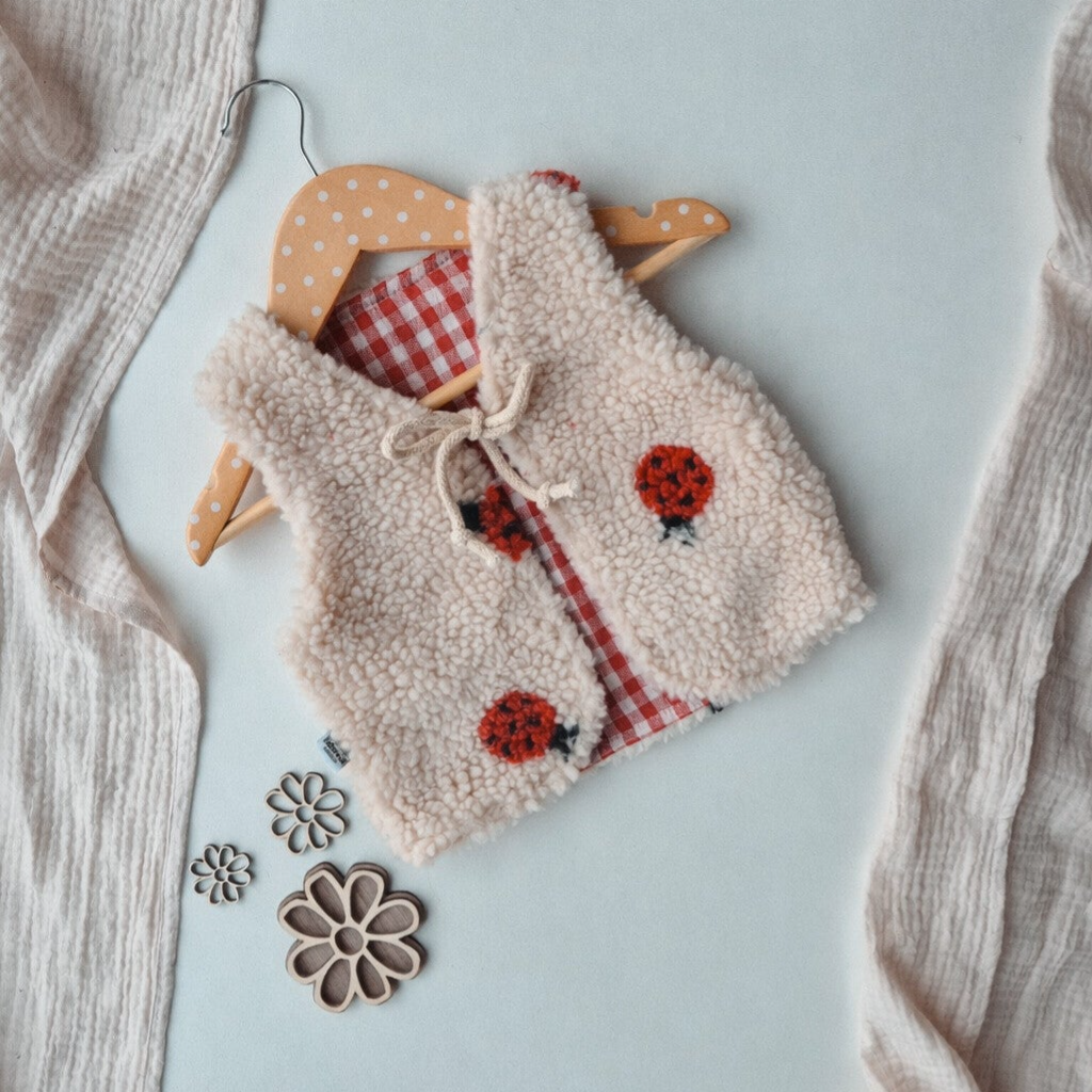 Teddyplüschweste Lio | Ladybug | rot karriert