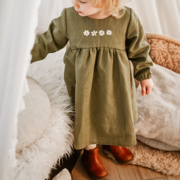 Kleid | Daysie | Olivgrün | Leinen