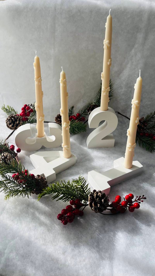 Adventszahlen 1-4 für Stabkerzen