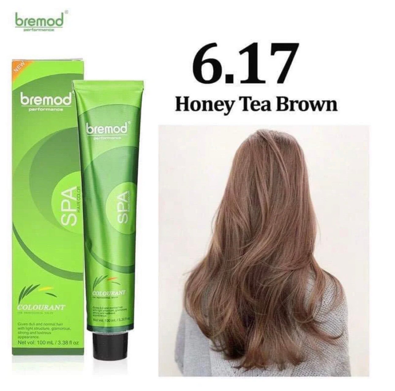 Bremod Performance 6.17 Honey Tea Brown Hair Color - 100ml With 12% oxidizer