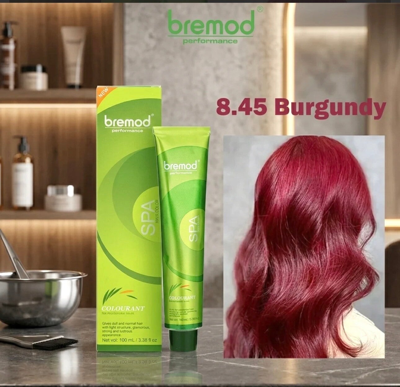Bremod Performance Burgundy 8.45 Hair Color - 100ml -with 12% oxidizer
