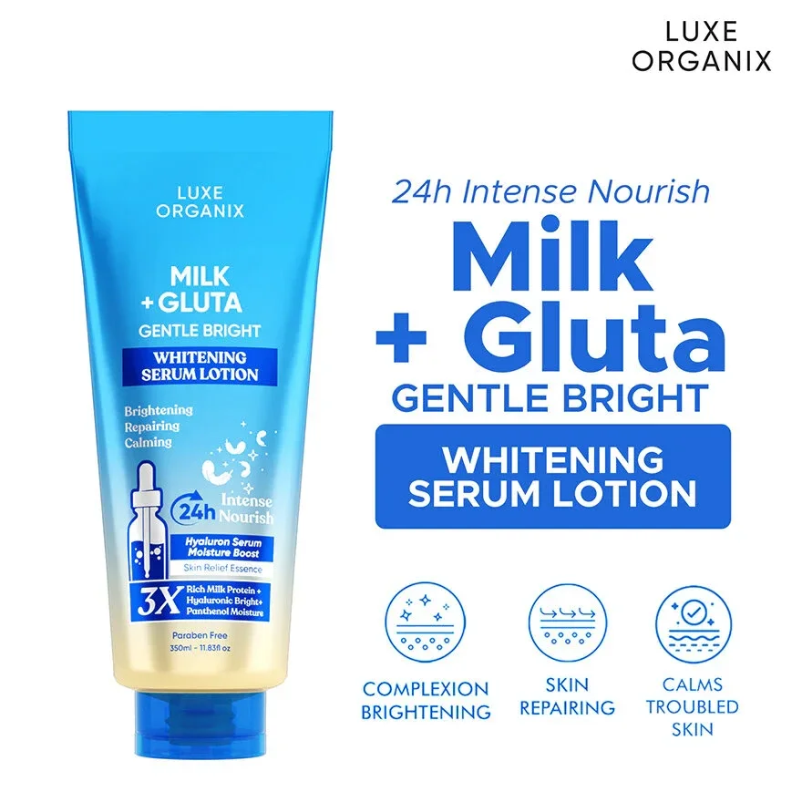 Luxe Organix Milk + Gluta Gentle Bright Whitening Serum Lotion (350ml)