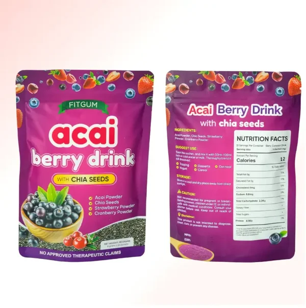 Fitgum Acai Berry Drink With Chia Seeds – 40g (10 Sachets X 4g)