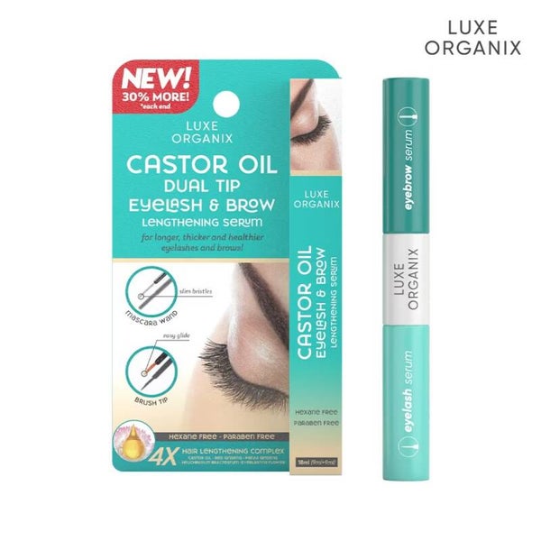 Luxe Organix Castor Oil Dual Tip Eyelash & Brow Growth Serum, 12 Ml