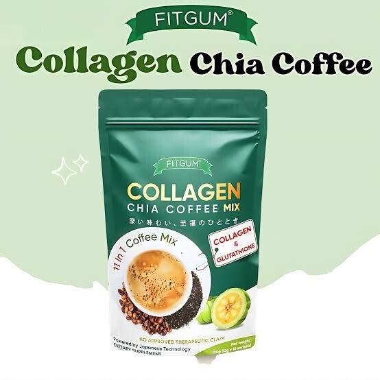 Fitgum Collagen Chia 11 in 1 Shape Coffee Mix – 12g x 10 Sachets
