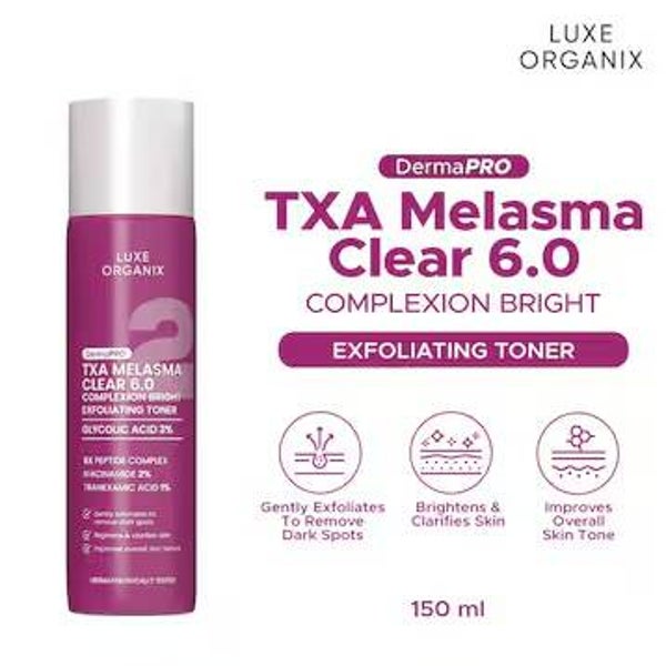 LUXE ORGANIX DermaPRO TXA Melasma Clear 6.0 Complexion Bright Exfoliating Toner 150m