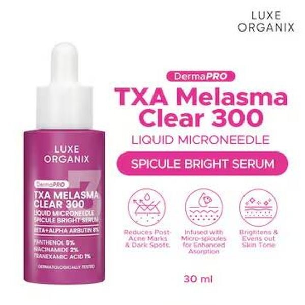 LUXE ORGANIX DermaPRO TXA Melasma Clear 300 Liquid Microneedle Spicule Bright Serum 30ml