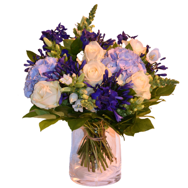 Boeket blauw/paars en wit