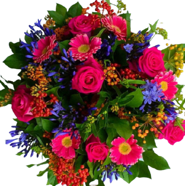 Fleurig fel roze boeket