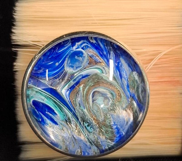 Ring zilverkleur blauw/koper