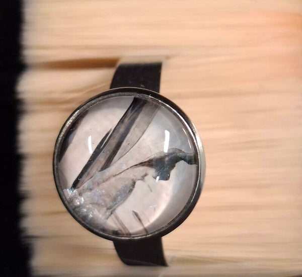 Ring zilverkleur wit/zwart