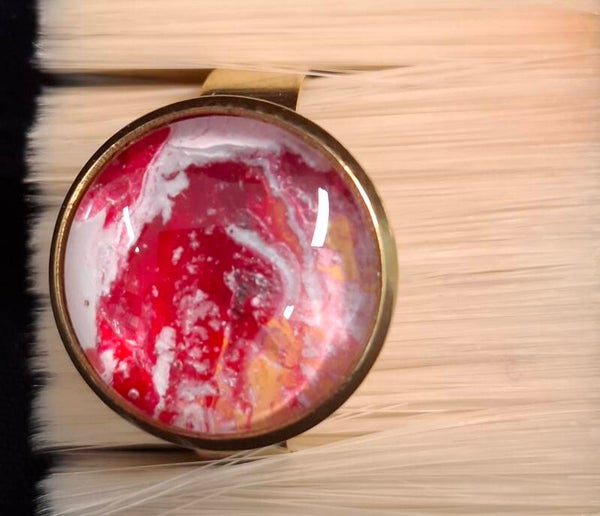 Ring goudkleur rood/wit