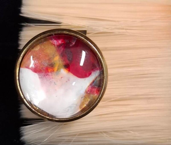 Ring goudkleur rood/wit/geel