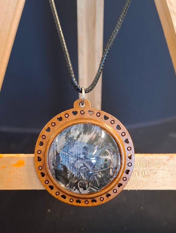 Ketting boho rond zwart/grijs