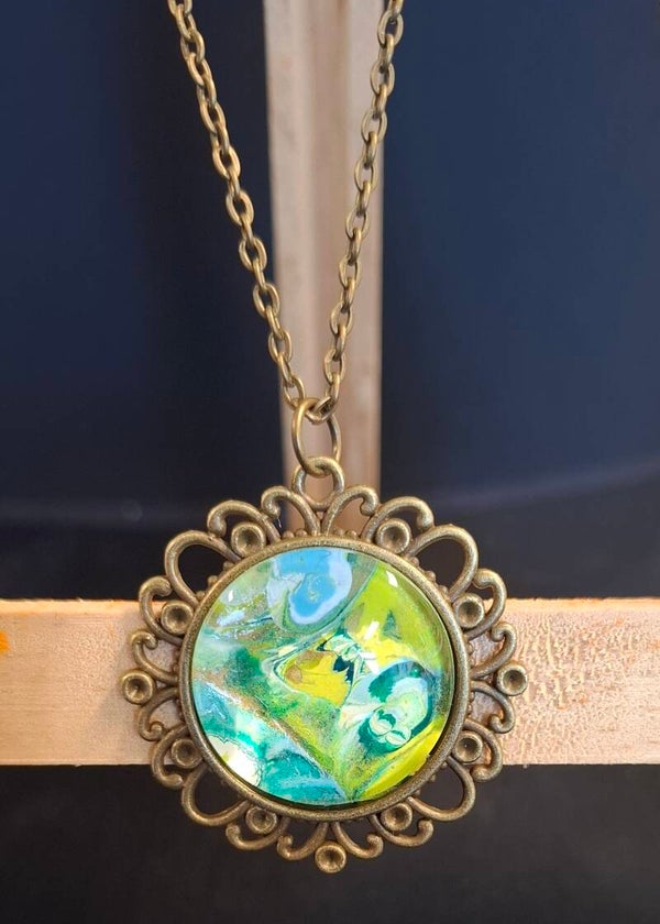 Ketting bloem vintage groen/lime