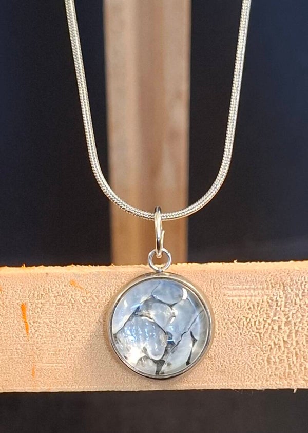 Ketting zilver rondje zilver/wit