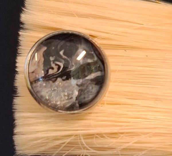 Ring zilverkleur zwart/grijs