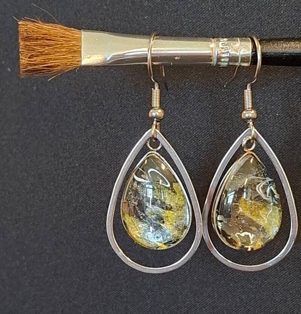 Oorbellen 'Drup' zwart/geel
