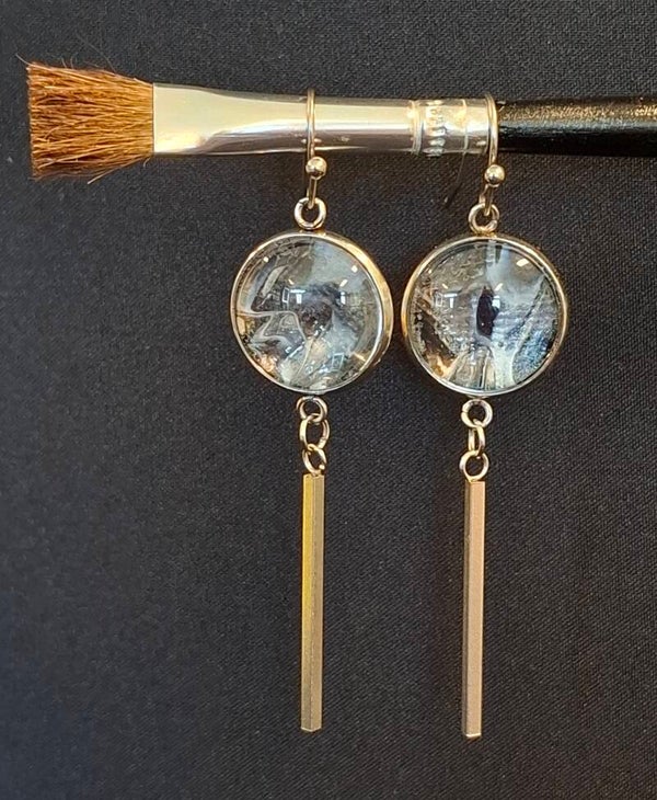 Oorbellen 'Staafje' zwart/wit