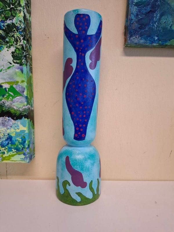 Vaas 'Dansen in 't gras' blauw
