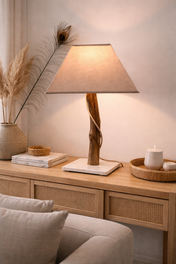 Lampe en bois flotté "Alba" - Modèle C - Fabrication artisanale Française