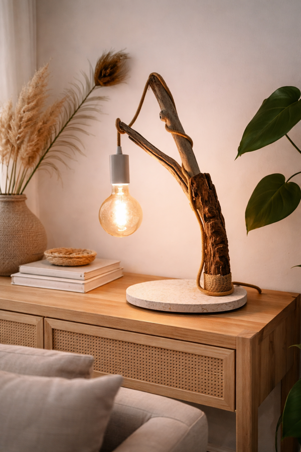 Lampe en bois flotté "Terrazzo" - Modèle D - Fabrication artisanale Française