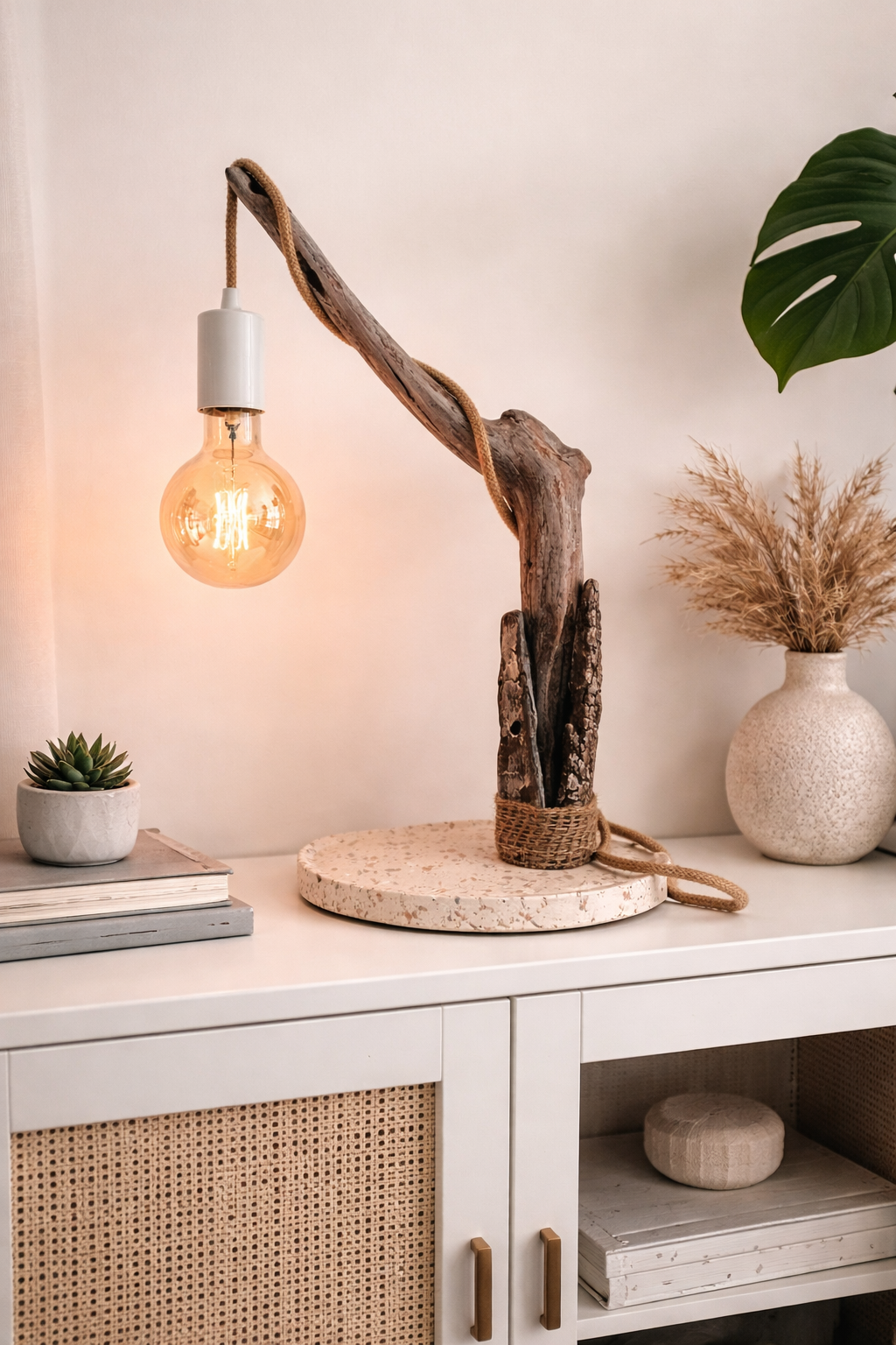 Lampe en bois flotté "Terrazzo" - Modèle B - Fabrication artisanale Française