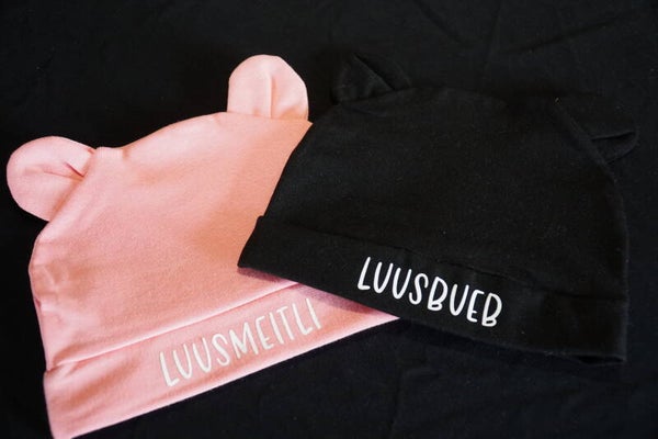 Baby-Mütze "Luusbueb & Luusmeitli"