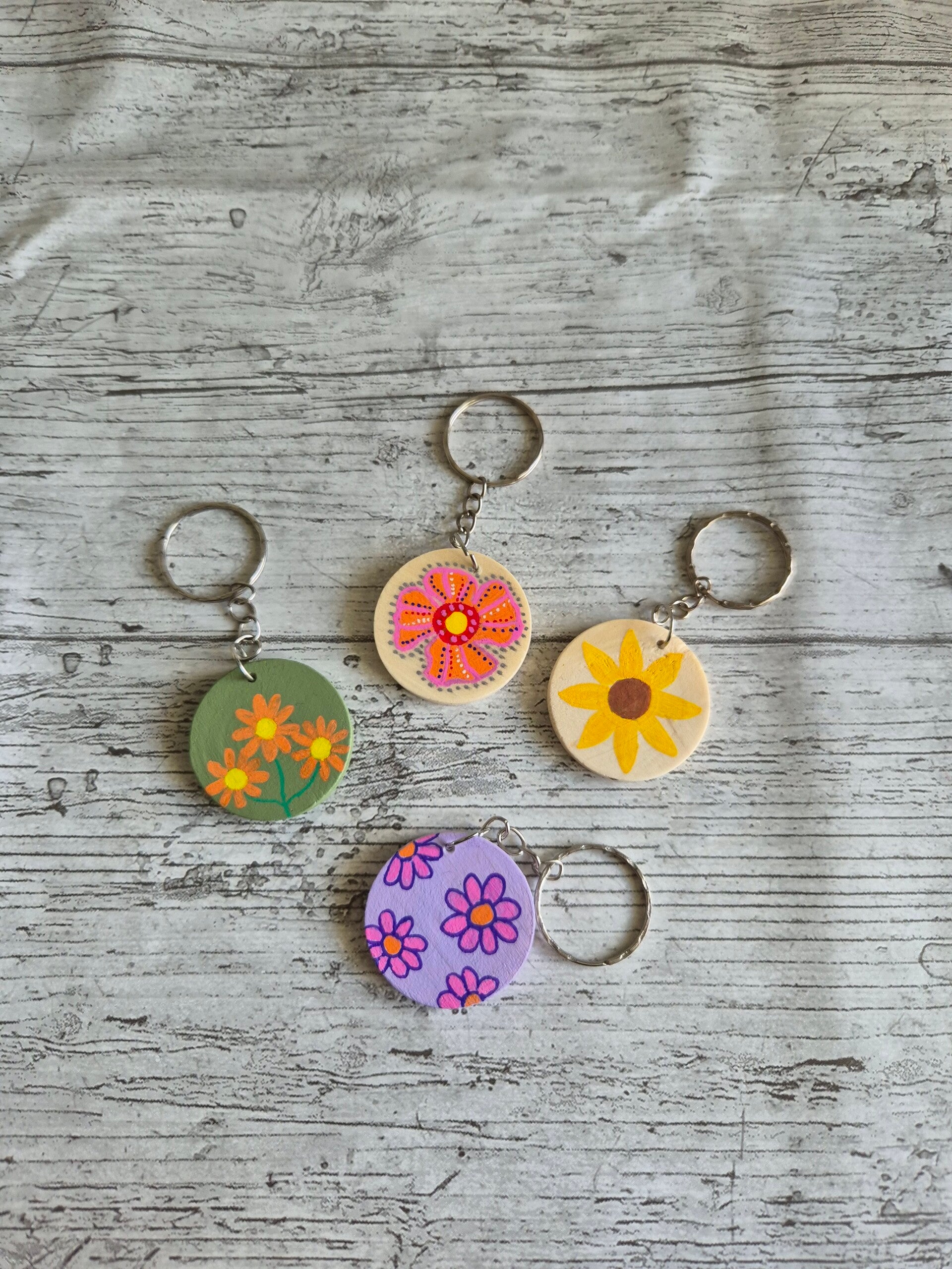 Sleutelhanger rond - Bloemen