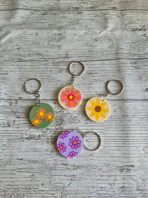 Sleutelhanger rond - Bloemen