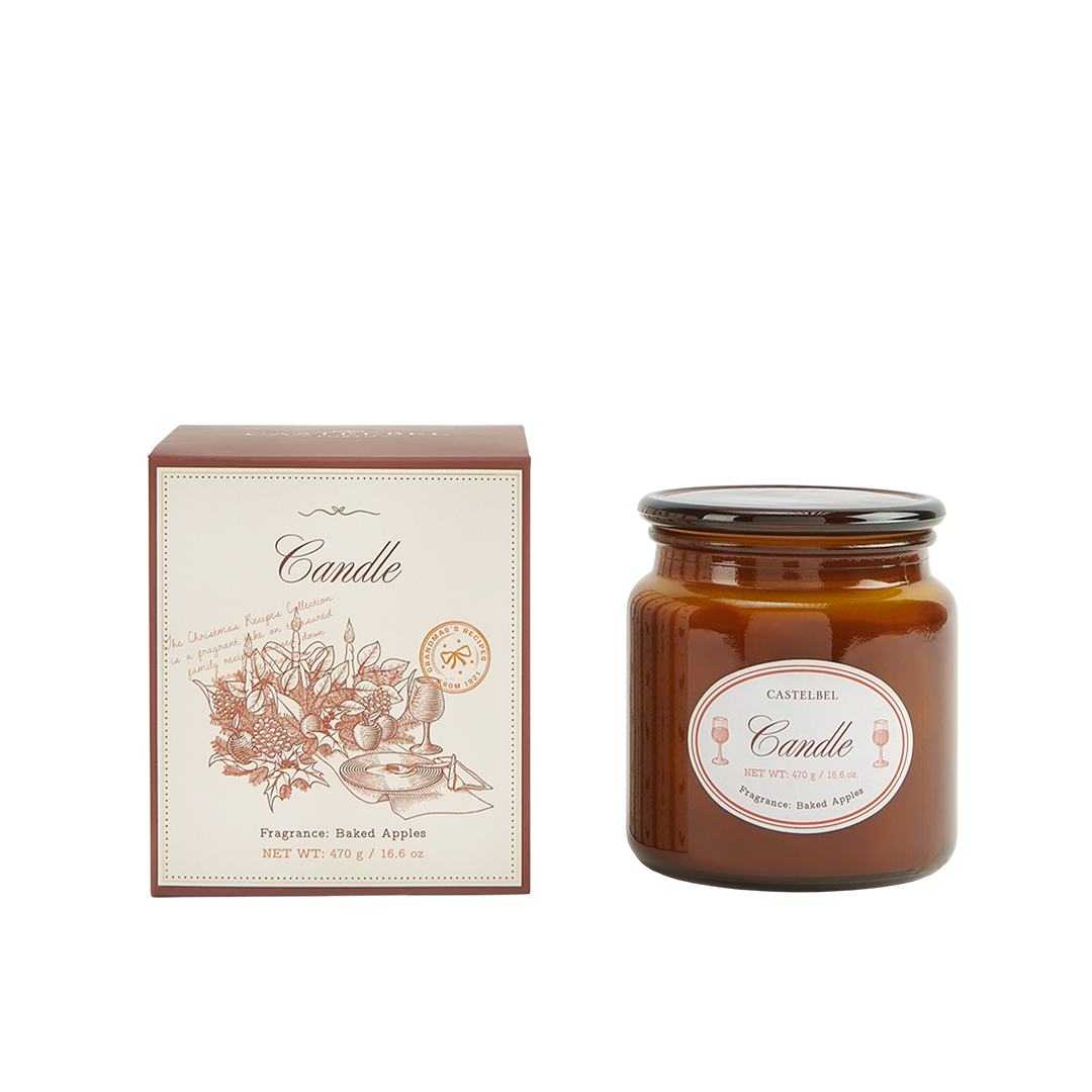 CASTELBEL NOËL – GRANDE BOUGIE PARFUMÉE POMMES AU FOUR | 470 G