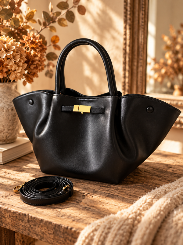 Sac en Cuir Véritable – Noir - Fabrication artisanale en Italie