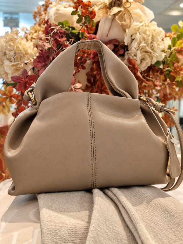 petit sac taupe en cuir italien