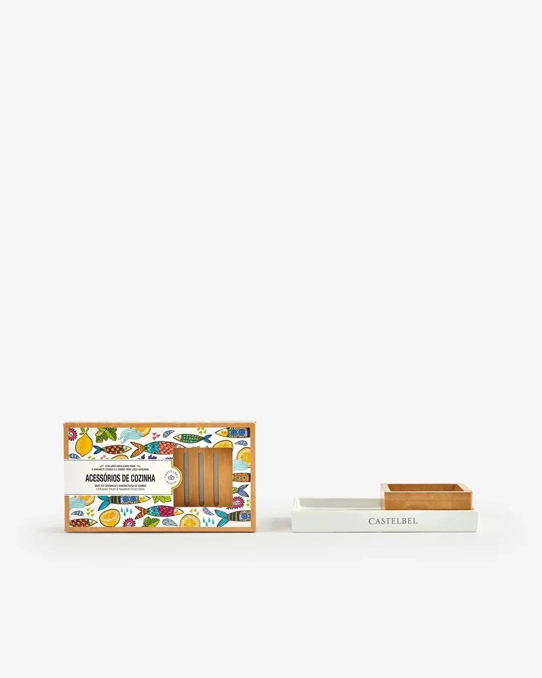 Ensemble support en céramique & porte-savon en bambou Sardinha – Castelbel