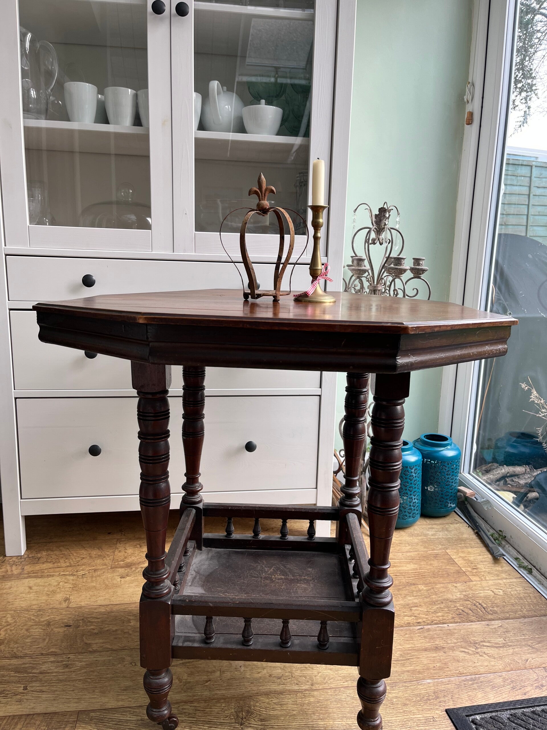 Antique handmade hexagonal table