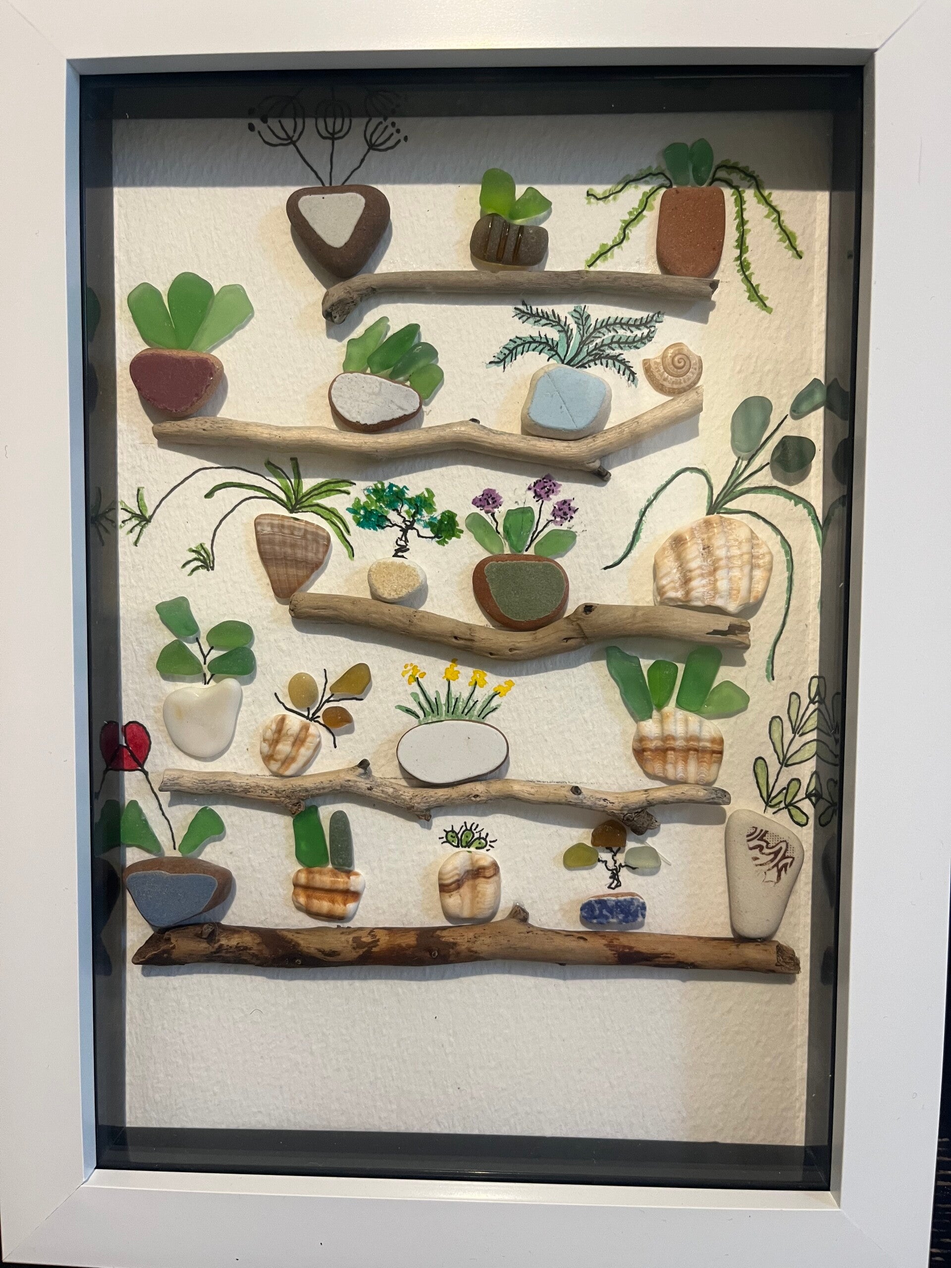 Seaglass & Pottery ‘Plant Shelves’ A